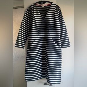 Boden Navy and White Striped Dress